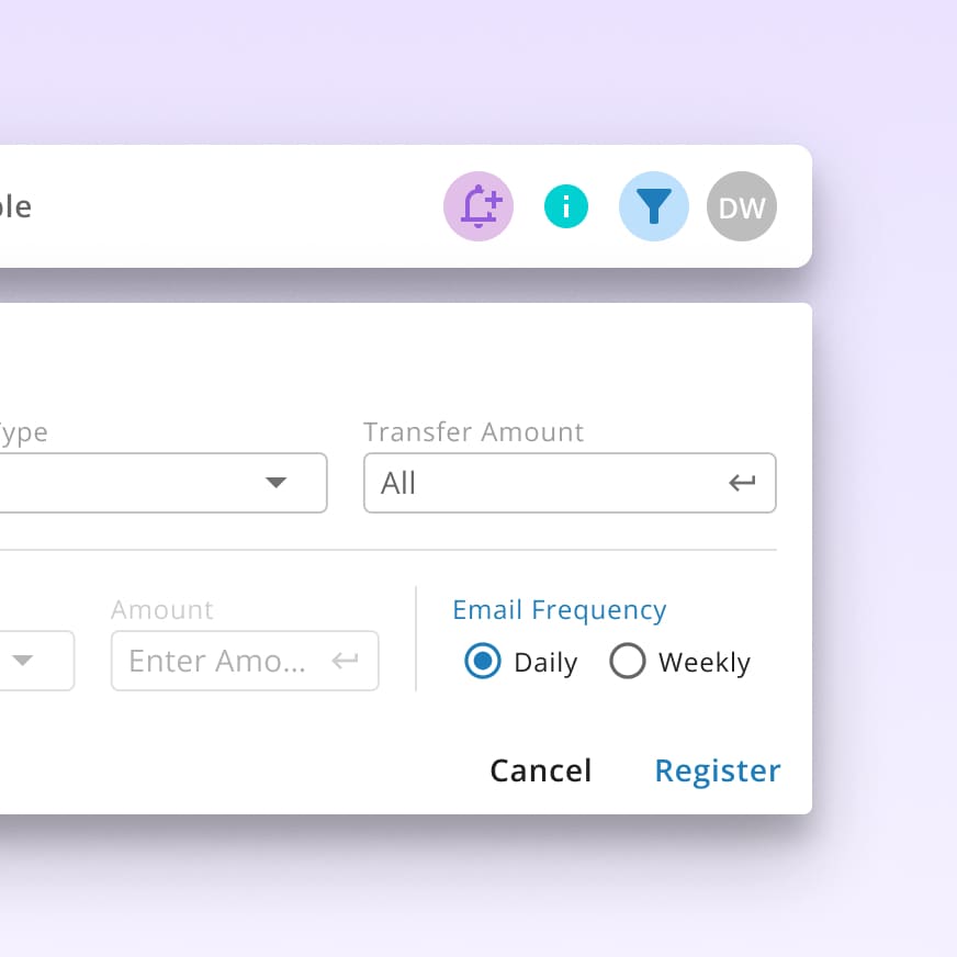 An image showing the process for which users can select alert email frequency, helping them to stay informed about pricing movements in the market.