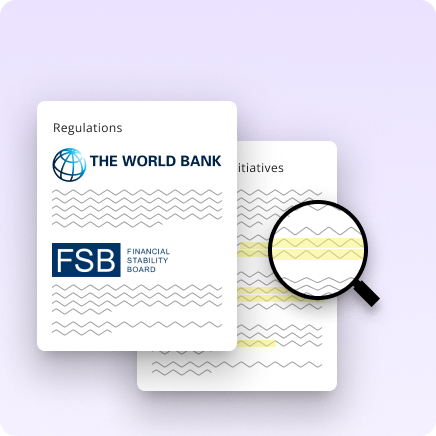 Graphic of reports with FSB and world bank logos